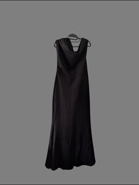 Elegant Black Cowl Neck Evening Dress OYS